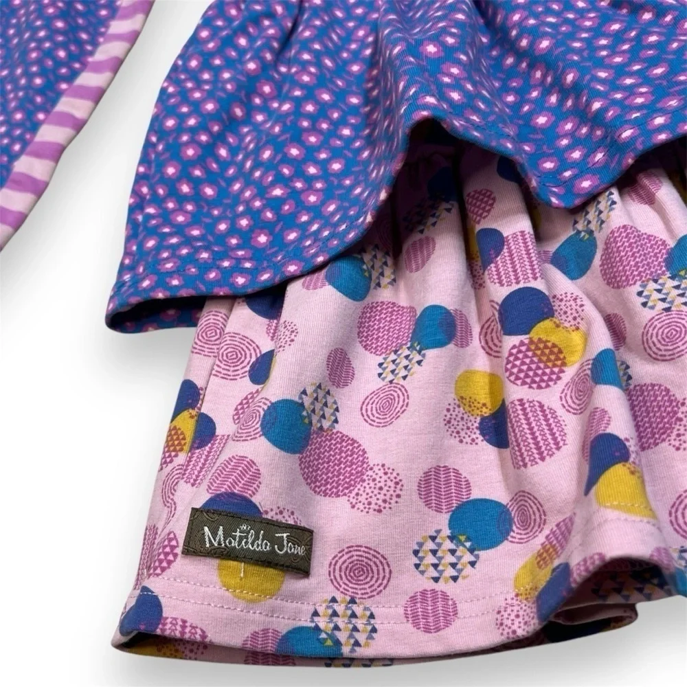 Matilda Jane Play All Day Dress Girls 8 Choose Your Own Path Floral Stripes Tier